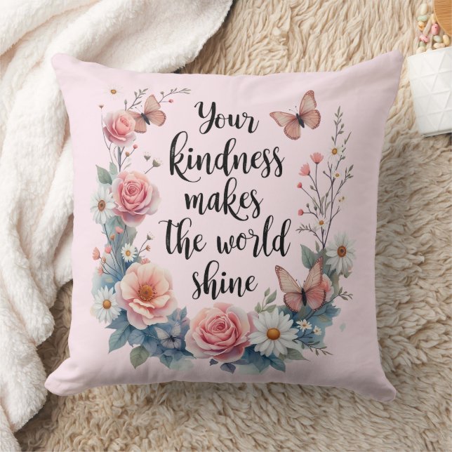 Inspirational Floral Quote with Butterflies Cushion (Blanket)