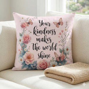 Inspirational Floral Quote with Butterflies Cushion