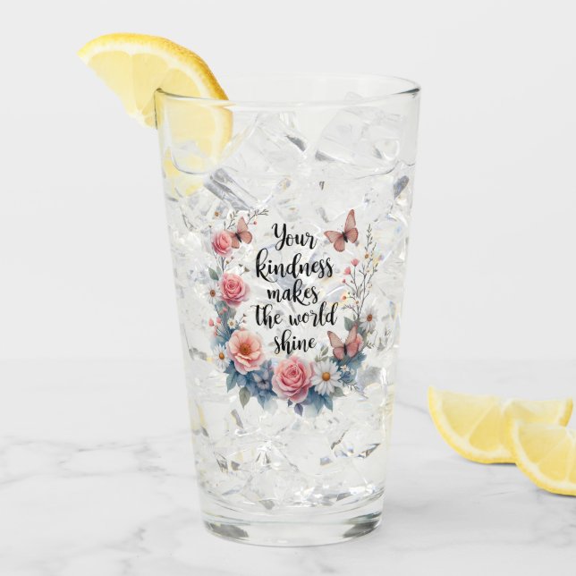 Inspirational Floral Quote with Butterflies Glass (Front Ice)
