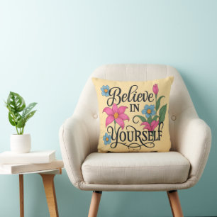 Inspirational Floral Throw Pillow (16" x 16")