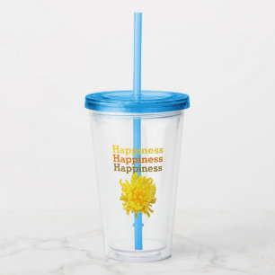 Inspirational Floral Yellow Dandelion Wildflower Acrylic Tumbler