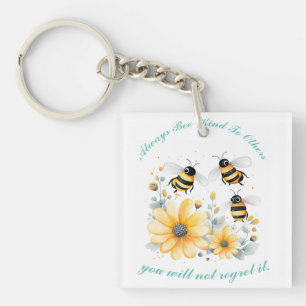 inspirational flowers bee kind key ring