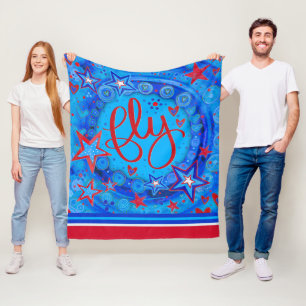 Inspirational Fly Stars Red White Blue Inspirivity Fleece Blanket