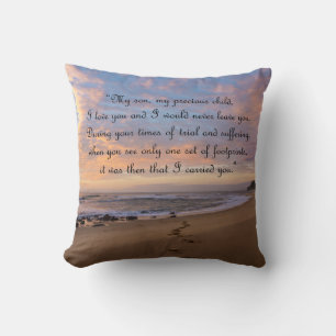 Inspirational Footprints Ending Cushion