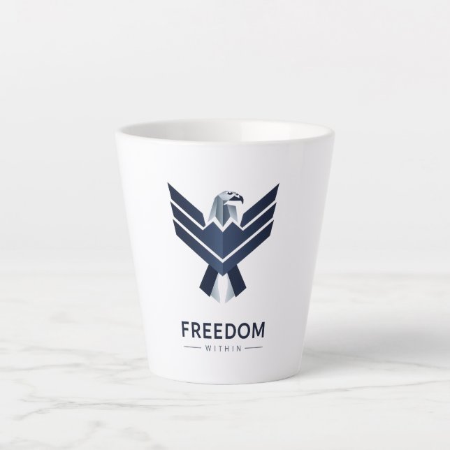 Inspirational "Freedom Within" Eagle Logo Latte Mug (Front)