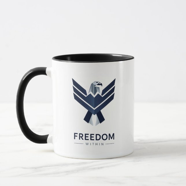 Inspirational "Freedom Within" Eagle Logo Mug (Left)