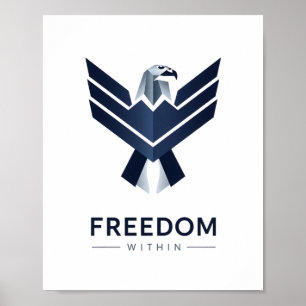 Inspirational "Freedom Within" Eagle Logo Poster