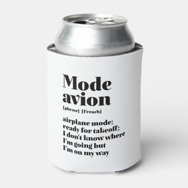 Inspirational French Travel Mode Avion Aeroplane Can Cooler (Can Front)