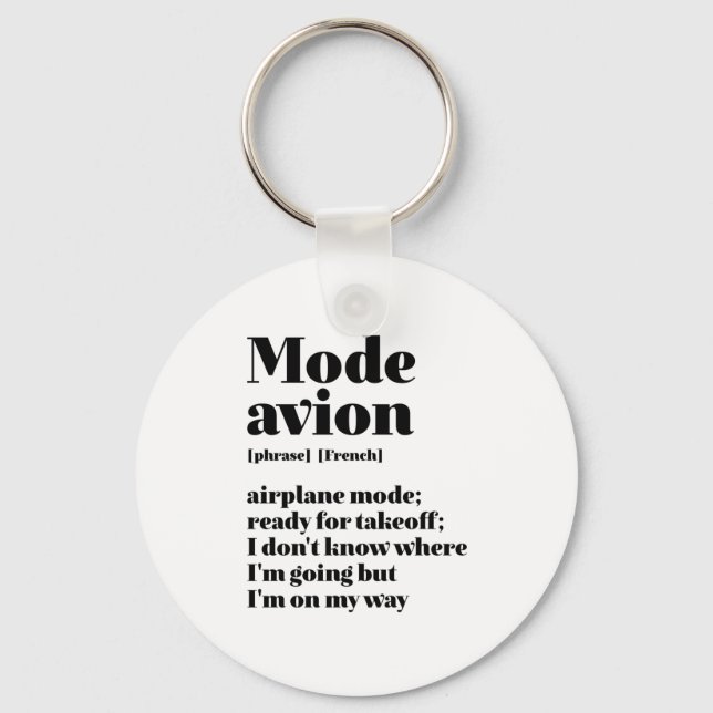 Inspirational French Travel Mode Avion Aeroplane Key Ring (Front)