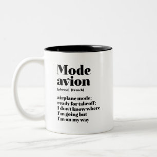Inspirational French Travel Mode Avion Aeroplane Two-Tone Coffee Mug