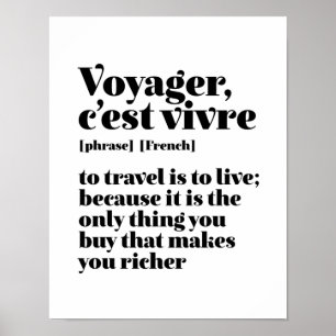 Inspirational French Travel Voyager C'est Vivre Poster