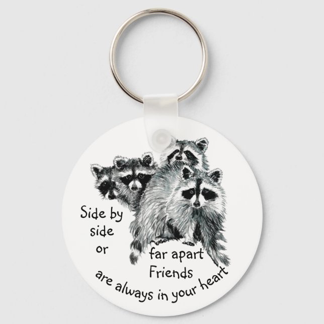 Inspirational Friends Always in Your Heart Quote Key Ring (Front)