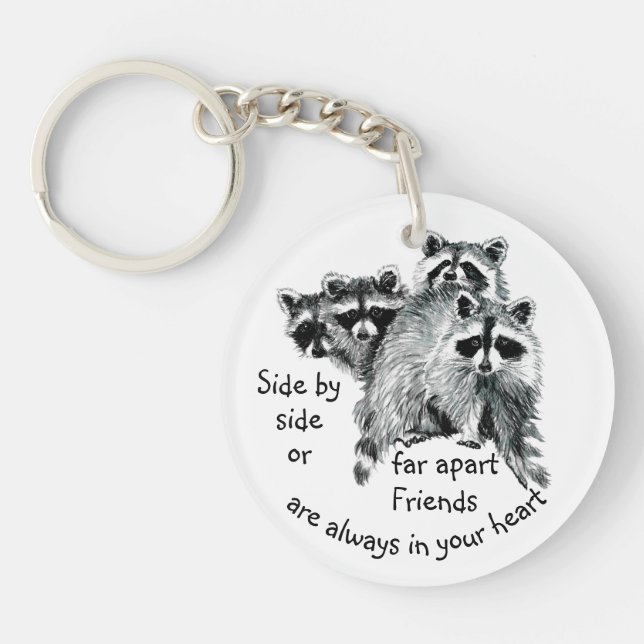 Inspirational Friends Always in Your Heart Quote Key Ring (Front)