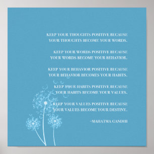 Inspirational   Gandhi Quote Positive Thinking Poster