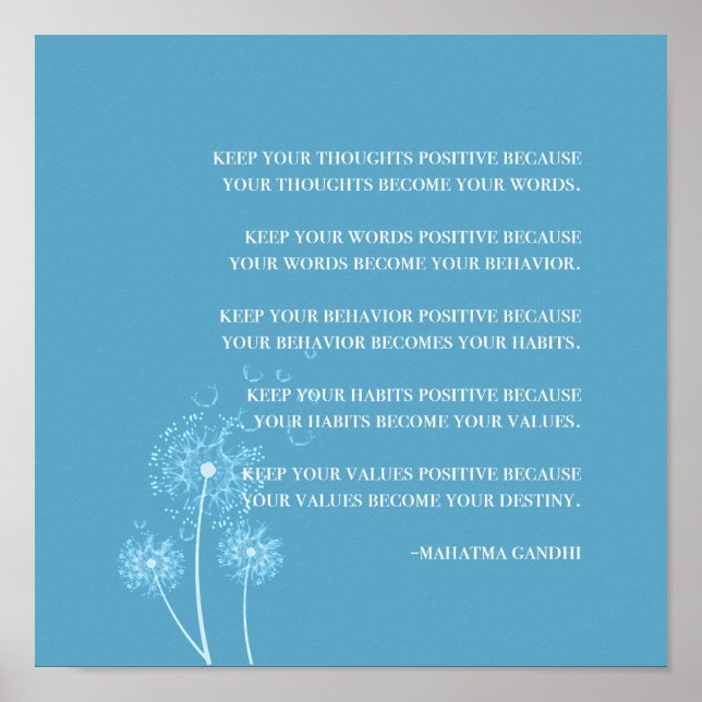 Inspirational | Gandhi Quote Positive Thinking Poster (Front)