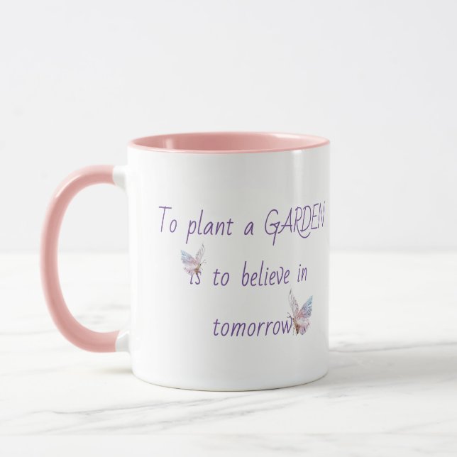 Inspirational Garden Quote with Butterfly  Mug (Left)
