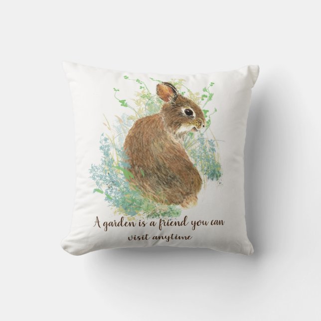 Inspirational Gardening Quote with cute watercolor Cushion (Front)