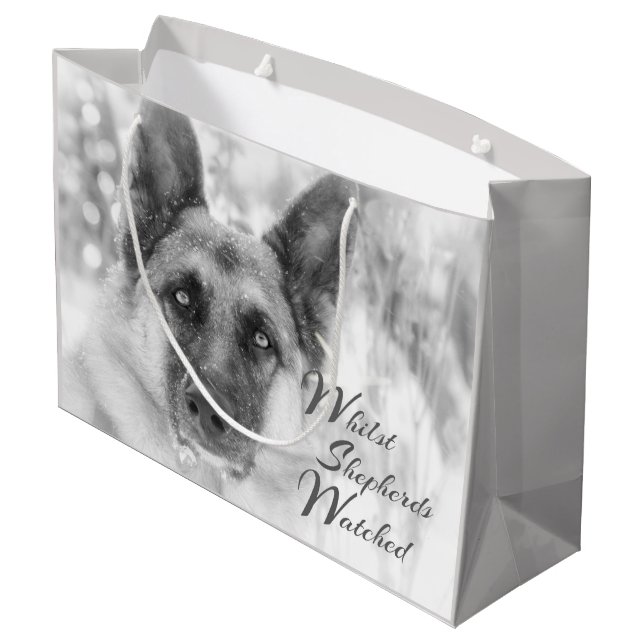 Inspirational German Shepherd Holiday Gift Bag (Back Angled)