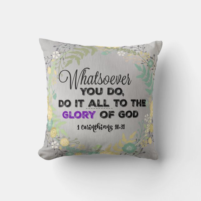 Inspirational Glory of God Bible Verse Cushion (Front)