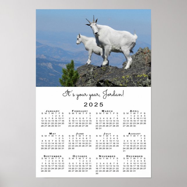 Inspirational Goat Photo Template 2025 Calendar Poster (Front)