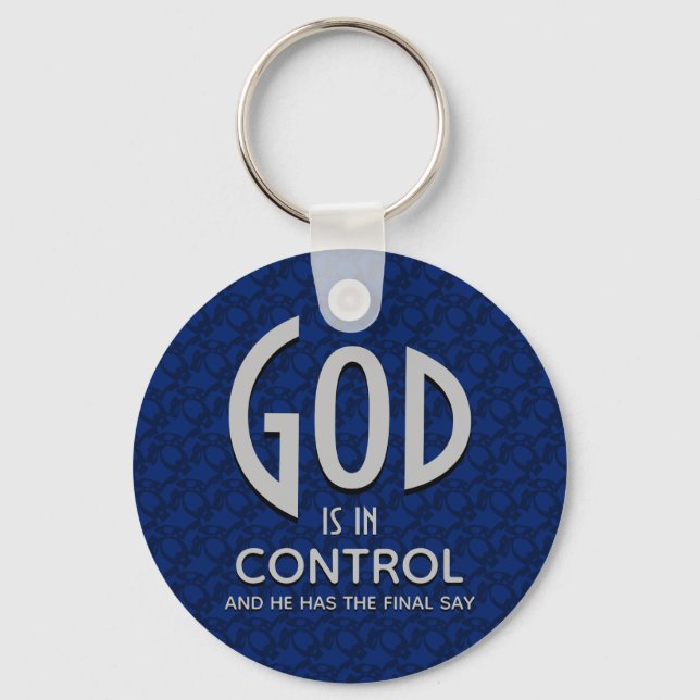 Inspirational GOD IS IN CONTROL Christian Key Ring (Front)