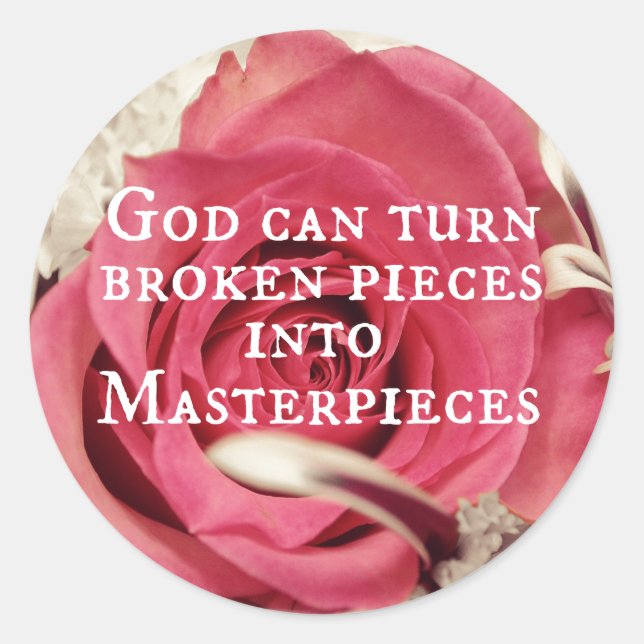 Inspirational God Quote Masterpiece Classic Round Sticker (Front)