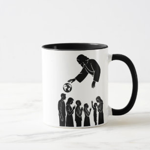 Inspirational God Reaching to Earth Black & White Mug