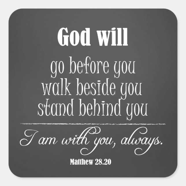 Inspirational God Will Quote with Bible Verse Square Sticker (Front)