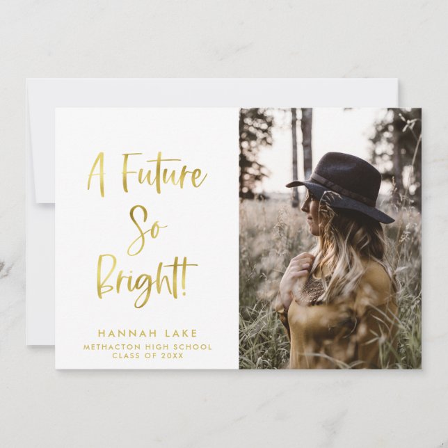 Inspirational Gold Photo Graduation Announcement (Front)