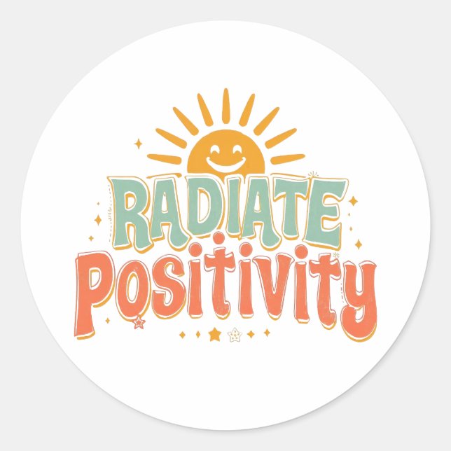Inspirational Good Vibes and Happiness Classic Round Sticker (Front)