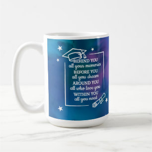 Inspirational Graduation to Her on Blue Watercolor Coffee Mug
