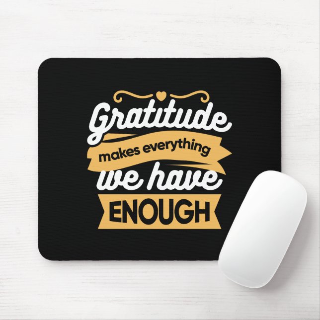 Inspirational Gratitude Typography Quotes Mouse Mat (With Mouse)