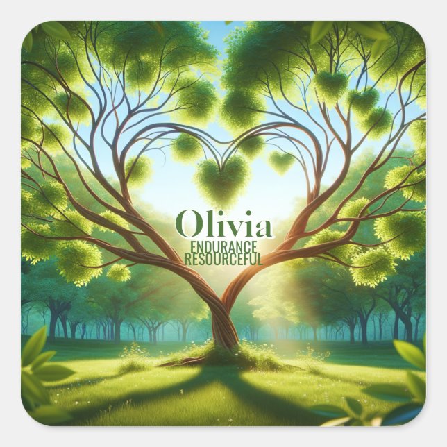 Inspirational Green Square Sticker (Front)