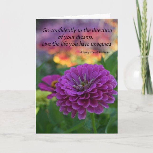 Inspirational greeting cards colourful flowers (Front)