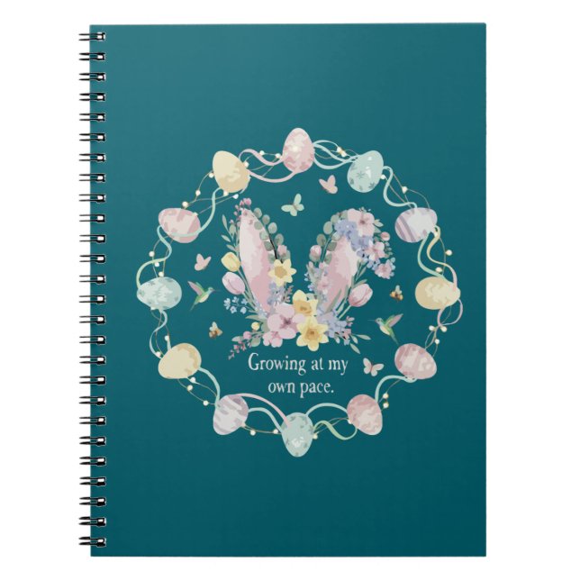  Inspirational "Growing at my own pace" Floral   Notebook (Front)