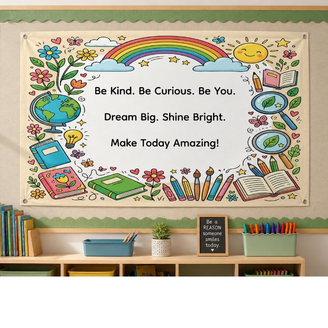 Inspirational, Growth Mindset Classroom School Banner (School Decor for Classroom, Library, Multipurpose room and other space. Inspirational growth mindset)