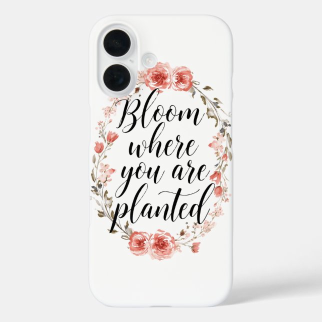 Inspirational Growth Quote with Pink Flowers Case-Mate iPhone Case (Back)