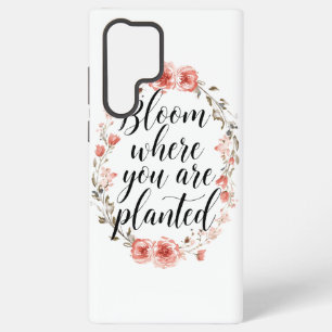 Inspirational Growth Quote with Pink Flowers Samsung Galaxy Case