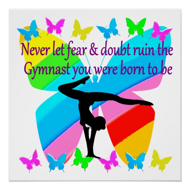 INSPIRATIONAL GYMNASTICS GIRL BUTTERFLY DESIGN POSTER (Front)