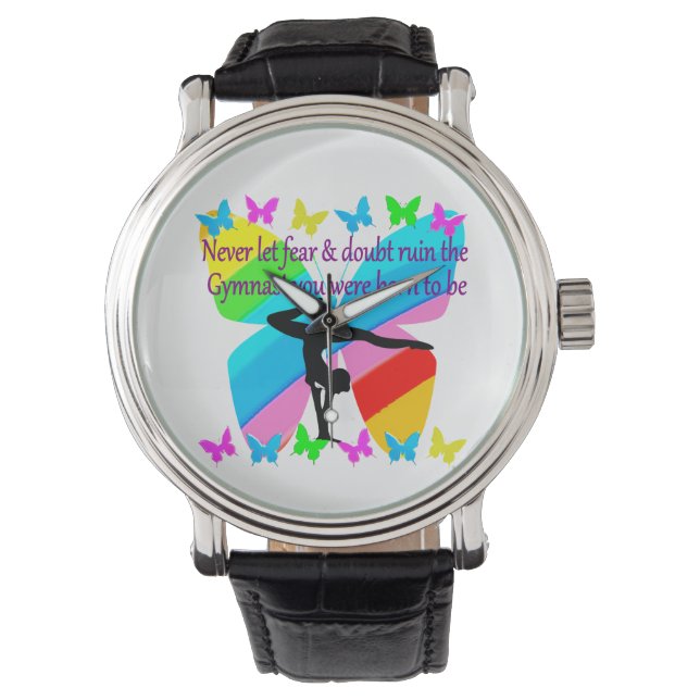 INSPIRATIONAL GYMNASTICS GIRL BUTTERFLY DESIGN WATCH (Front)
