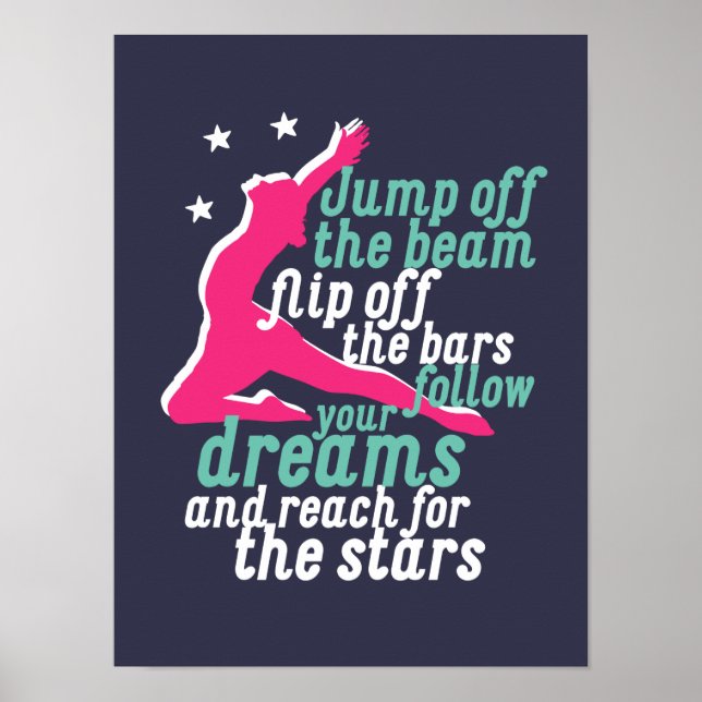 Inspirational Gymnastics Quote for Gymnast Girl Poster (Front)