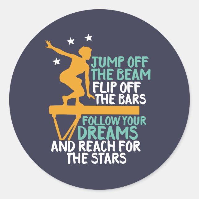 Inspirational Gymnastics Quote Gymnast Daughter Classic Round Sticker (Front)