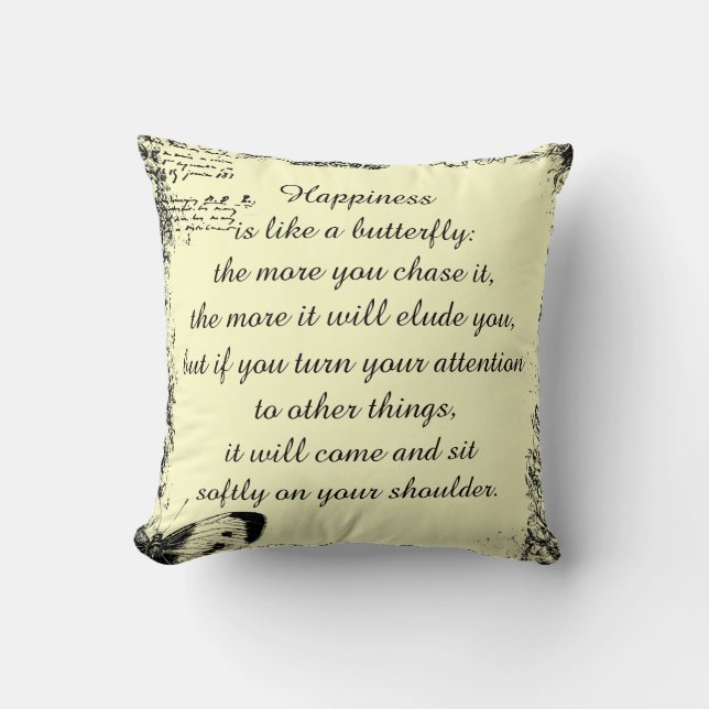 Inspirational Happiness Quote Cushion (Front)