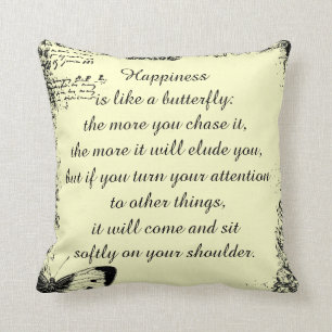 Inspirational Happiness Quote Cushion