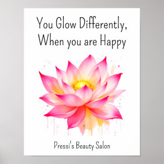 Inspirational Happiness Quote Pink Self Care Poster