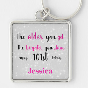 Inspirational Happy 101st  Birthday Key Ring