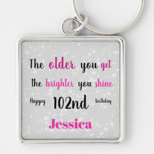 Inspirational Happy 102nd Birthday Key Ring