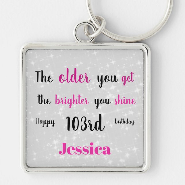 Inspirational Happy 103rd Birthday Key Ring (Front)