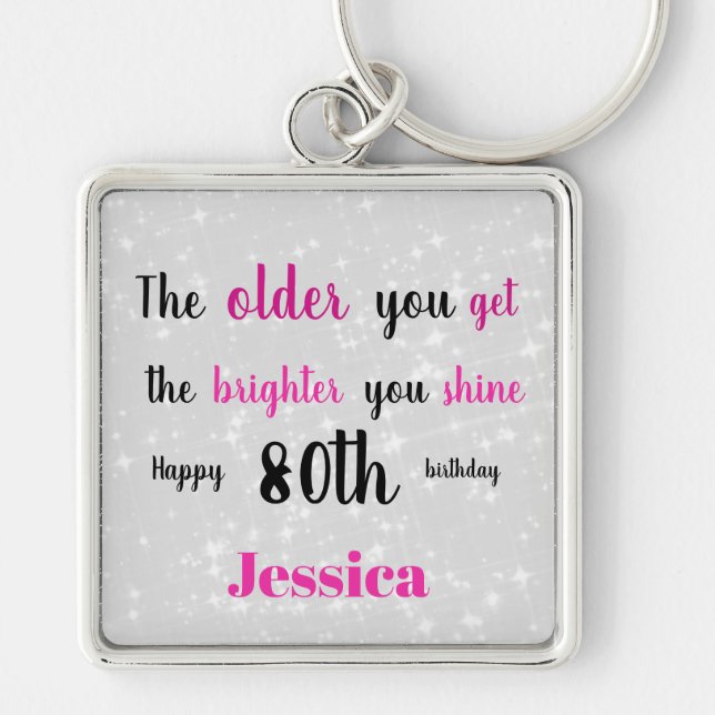 Inspirational Happy 80th Birthday Key Ring (Front)