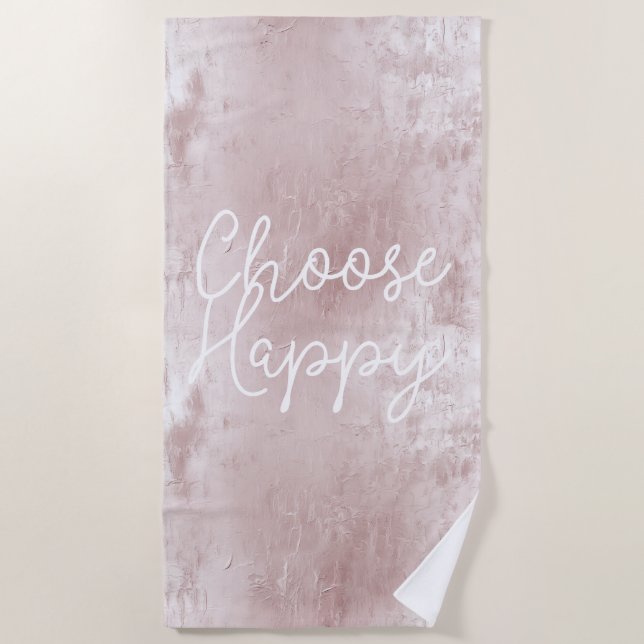 Inspirational Happy Chic Dusty Rose Blush Pink  Beach Towel (Front)